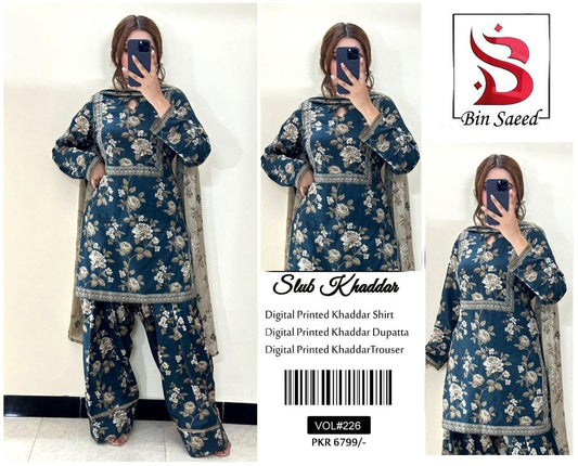 F&F-30 DIGITALLY PRINT KHADDER 3PC